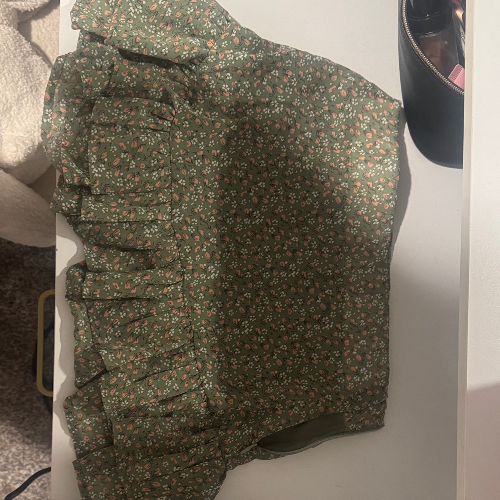 Altar'd State Olive Ditsy Floral Mini Skirt